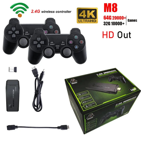 BOYHOM 4K HD Video Game Console 2.4G Double Wireless Controller Game player M8 20000 Games 64GB Retro Games Boy Christmas Gifts