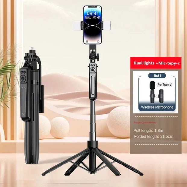 2025 New 1800mm Tripod for Smartphone Camera,Tripods Stand with Bluetooth shutter Wireless Selfie Stick Steady brackets holder