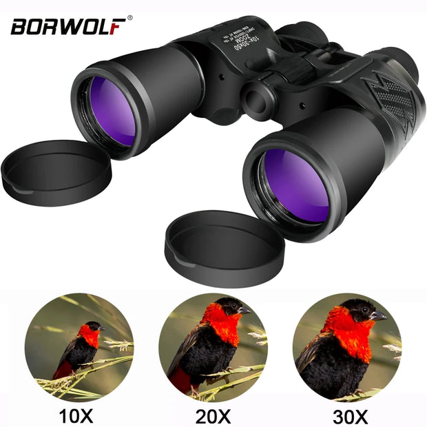 Borwolf 10-30X50 High Magnification HD Professional Zoom powerful Binoculars Light night vision for hunting telescope monocular