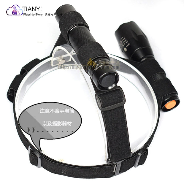 Black Head Strap Mount Headband Holder Fixed Strap For 18650 battery flashlight diameter 20-25mm LED Headlight Camp Tool