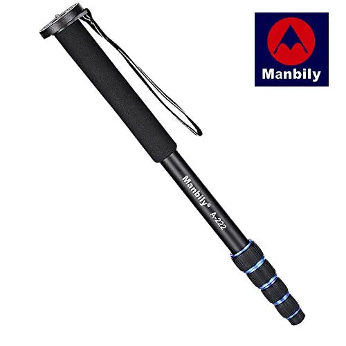 Manbily A-222 165cm Portable Professional DSLR Monopod Walking Stick with M-1 Mini Tripod Stand Base & Tripod Ballhead for DSLR