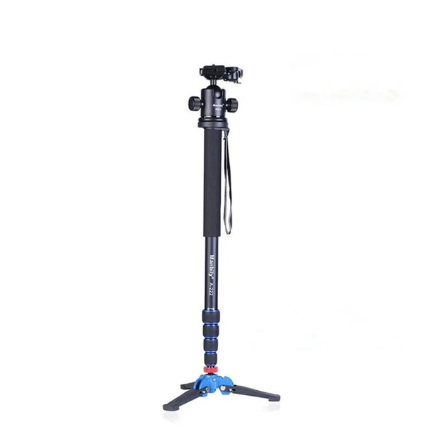 Manbily A-222 165cm Portable Professional DSLR Monopod Walking Stick with M-1 Mini Tripod Stand Base & Tripod Ballhead for DSLR