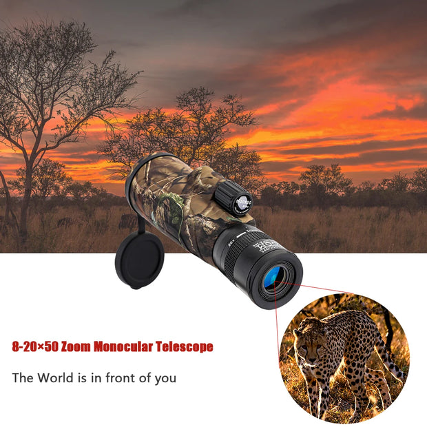 WG11 Zoom Monocular Telescope Camera 8-20x50 High Quality Zoomable Monocular Waterproof Hunting Monoculars For Animals Watching