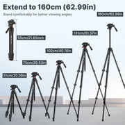 Ulanzi OMBRA 1.6M Video Travel Tripod 360° Panorama Fluid Drag Pan Tripod Max Load 6KG Arca Swiss Plate for DSLR Camera