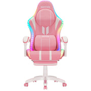 Gaming Chair Bluetooth Speaker Office Chair Ergonomic LED Lights Massage Adjustable Height Armrests Headrest Lumbar Support