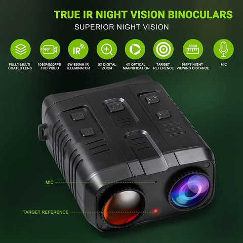 R19 Digital Night Vision Binoculars Device 4K 1080P 3W Infrared Night Vision Goggles Recorder Full Dark 300m For Hunting Camping