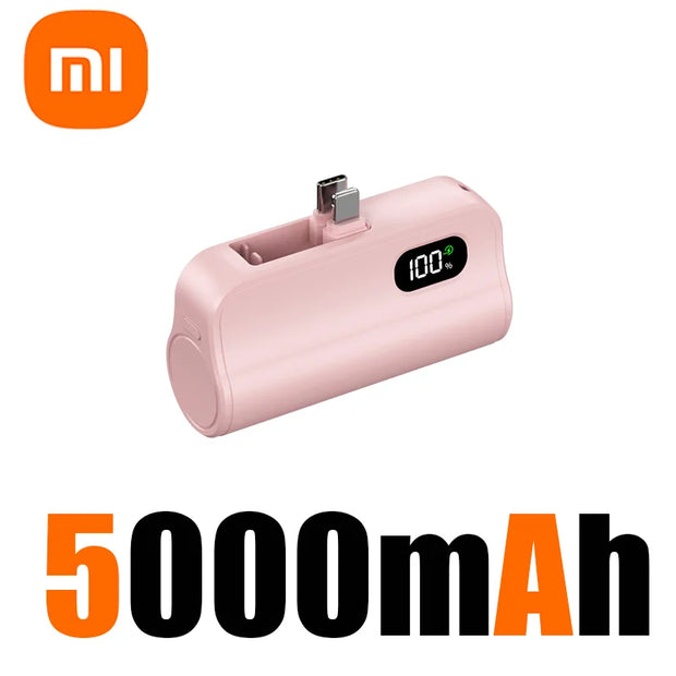 Xiaomi Mini 5000mAh Power Bank Built Cable Portable Mobile Phone Charger External Battery Capsule Powerbank For Type-C iPhone