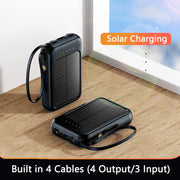 Xiaomi 50000mAh Capacity Solar Power Bank 4 in 1 Built in Cables Comes with LED Lights for Huawei Xiaomi Samsung Apple 2024New