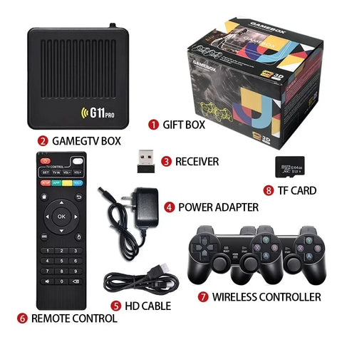 2025 G11 Pro Game Box 4K HD TV Game Stick 2.4G Wireless Dual Controller Retro Games 40000+ 128G 256G Home Game Play Gift for PSP