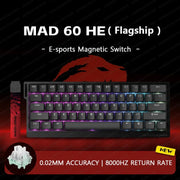 Madlions Mad 60he Mad 68he Wired Mechanical Keyboard Gaming Magnetic Switch RT 0.02mm 8K Polling Rate RGB Hotswap Keyboard