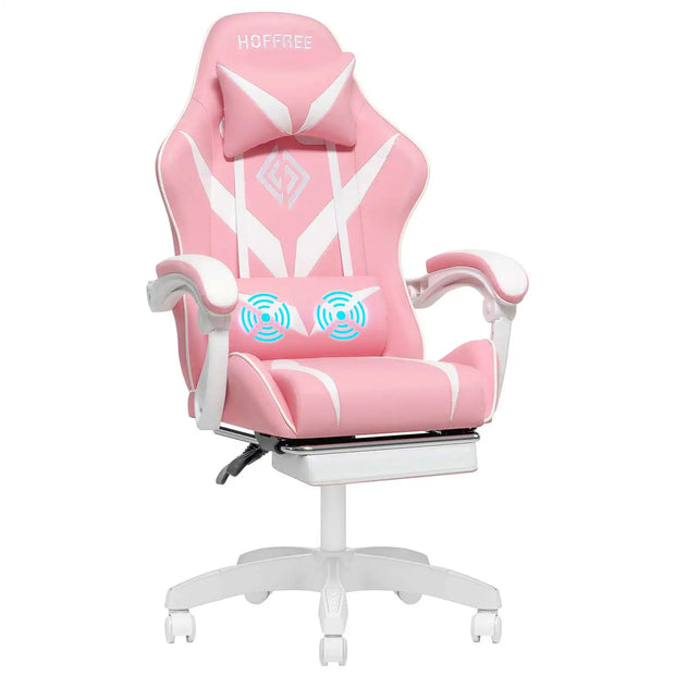 Ergonomic Gaming Chair with Massage and Footrest Massage Lumbar Support High Back ,E-Sports Gamer Chair