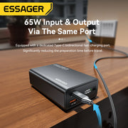 Essager Power Bank 20000mAh Portable PD 65W Fast Charging  Mobile Phone External Battery Powerbank For Phone Laptop Tablet Mac