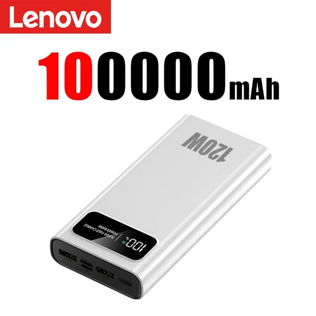 Lenovo 200000mAh Ultralarge Capacity 120W Super Fast Charging Power Bank Mobile Power External Battery For Iphone Xiaomi Samsung