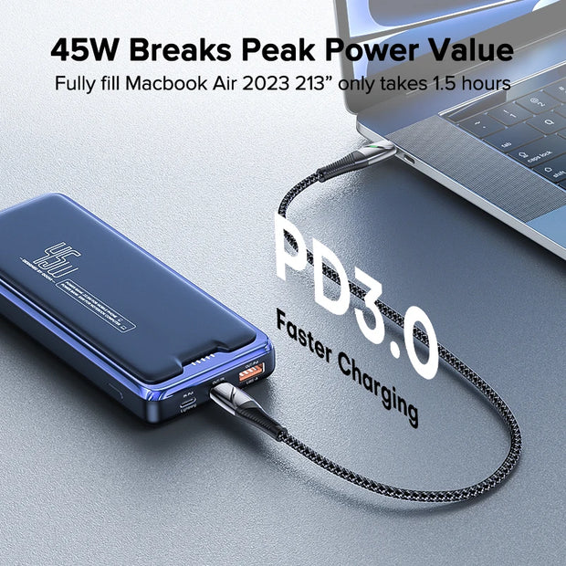 QOOVI 20000mAh Power Bank External Battery Capacity PD 45W Fast Charging Portable Charger Powerbank For Laptop iPhone Samsung