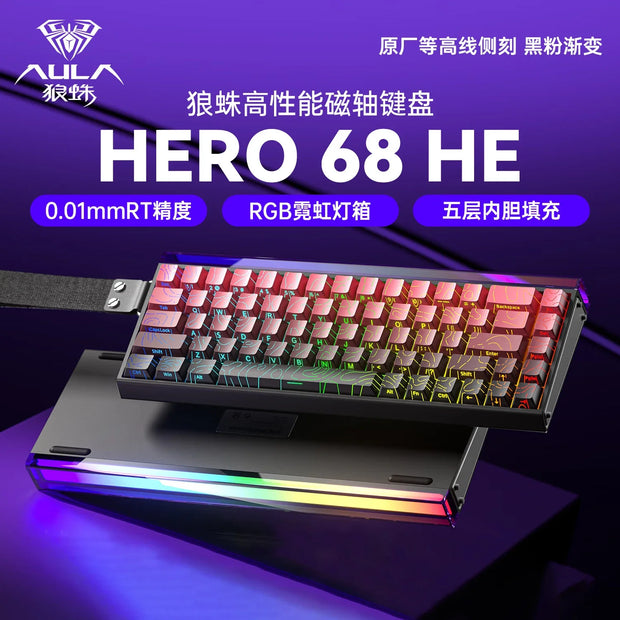 AULA New HERO 68HE Magnetic Switch Gaming Keyboard E-sports Game Customize RGB Mechanical Wired Keyboard Ergonomics Accessories