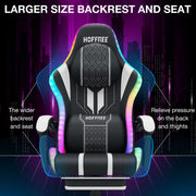 Gaming Chair Office Chair Ergonomic Bluetooth Speaker LED Lights Massage  Adjustable Height Armrests Headrest Lumbar Support