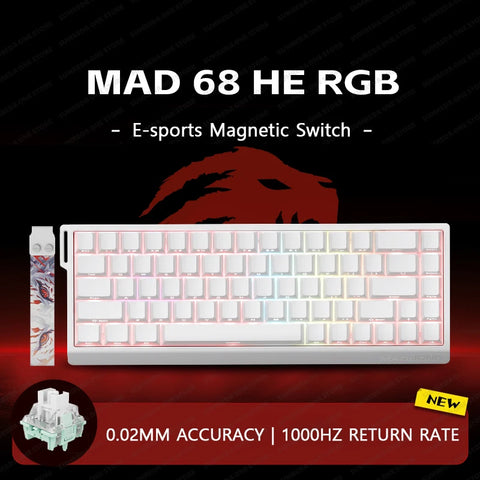 Madlions Mad 60he Mad 68he Wired Mechanical Keyboard Gaming Magnetic Switch RT 0.02mm 8K Polling Rate RGB Hotswap Keyboard