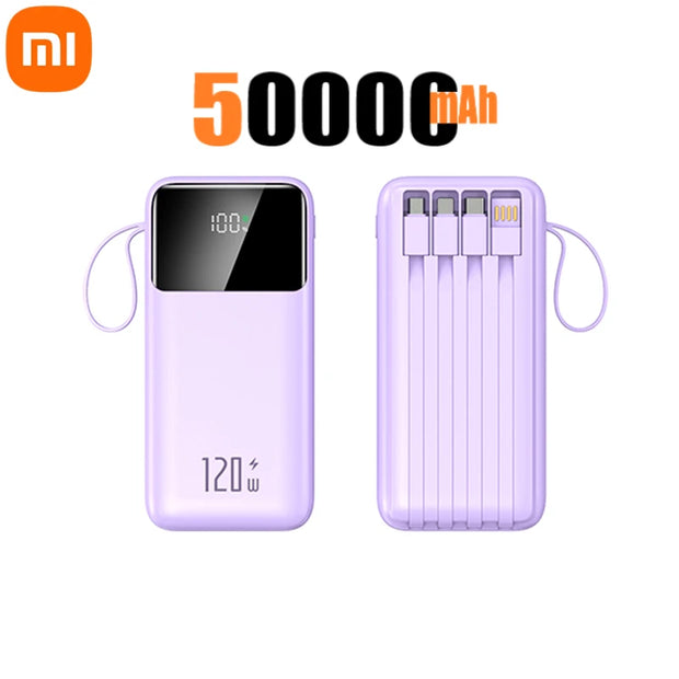 Xiaomi Hot 200000mAh 120W Power Bank Super Fast Charging Powerbank Portable Mobile Power With 4 Wire for iPhone Samsung HUAWEI