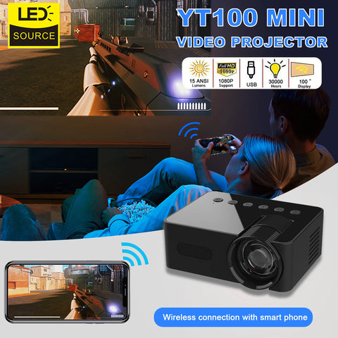 YT100 Projector Mini Portable High Quality Beamer Outdoor Camping Projector Smartphone Wireless Mirroring Supported Home Theater