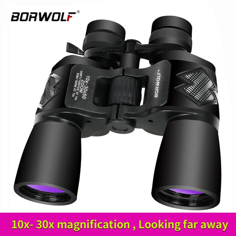 Borwolf 10-30X50 High Magnification HD Professional Zoom powerful Binoculars Light night vision for hunting telescope monocular