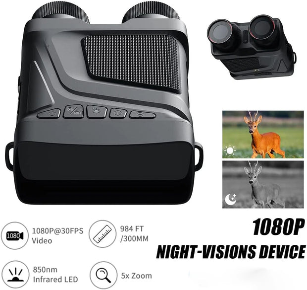 Digital Infrared Night Vision Binocular R12 5X Zoom Telescope Hunting Camping Professional 300M Full Darkness Exploring and Nigh