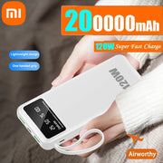 Xiaomi Powerbank 200000mah Fast Charging Large Capacity Built-in Cable Portable Powerbank Spare External Battery Power Bank New