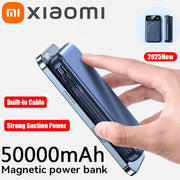 Xiaomi 50000mAh Power Bank PD 25W Fast Charge Magsafe Power Bank Magnetic Charging Built-in Wire Mobile Phone Battery For Iphone