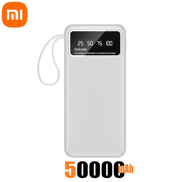 Xiaomi New Portable Power Bank 50000mAh Large Capacity PowerBank Fast Charging External Battery With Cable For iPhone Android