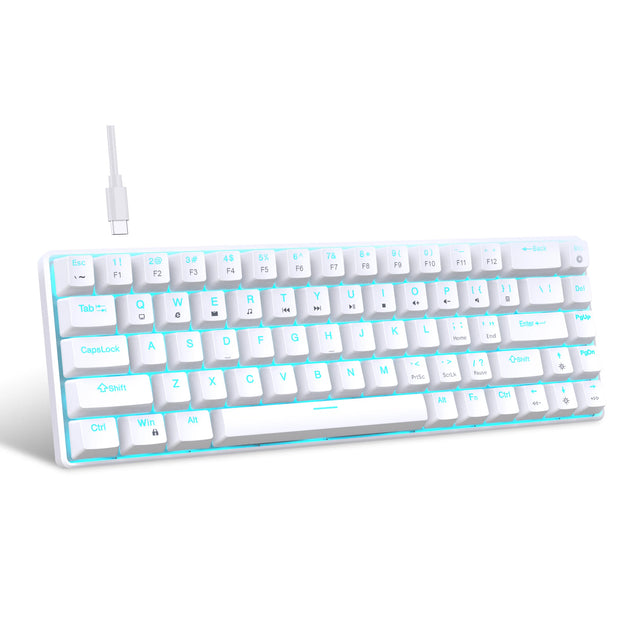 68 Keys Mechanical Keyboard Ergonomics RGB Backlit LED Hot Swappable Blue Switch Gaming Keyboard for PC Laptop Office