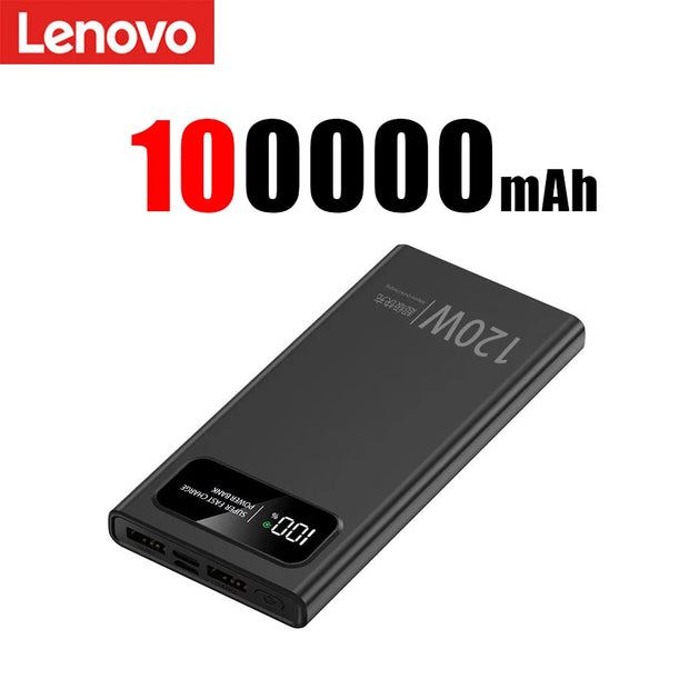 Lenovo 120W Super Fast Charging Power Bank 200000mAh large Capacity Mobile Power External Battery For Iphone Xiaomi Vivo Huawei