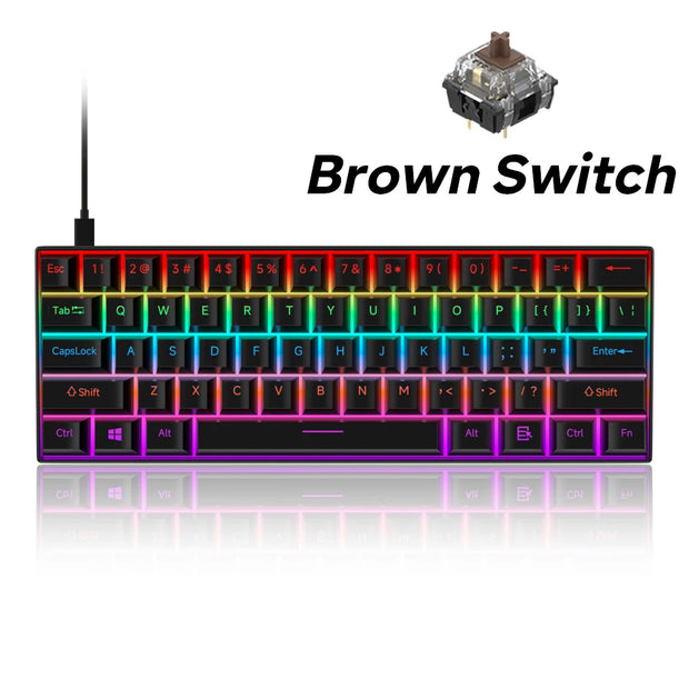 CASEPOKE Mechanical Keyboard 61 Keys Blue Switch Red Switch Brown Switch Hot Swap Keyboard Office Accessories Gaming Keyboard