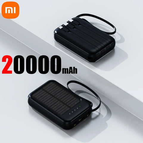 Xiaomi 50000mAh Capacity Solar Power Bank 4 in 1 Built in Cables Comes with LED Lights for Huawei Xiaomi Samsung Apple 2024New