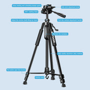 Phone Travel Self Tripod  Aluminum Tall 55” 140CM Stand With Quick Plates Mount Pan Head For Canon Nikon DSLR SLR Digital Camera