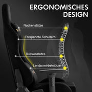 Gaming Chair Luxurious Breathable Office Chair Faux Suede Game Chair Ergonomic Gamer Chair With Footrest Headrest Lumbar Cushio