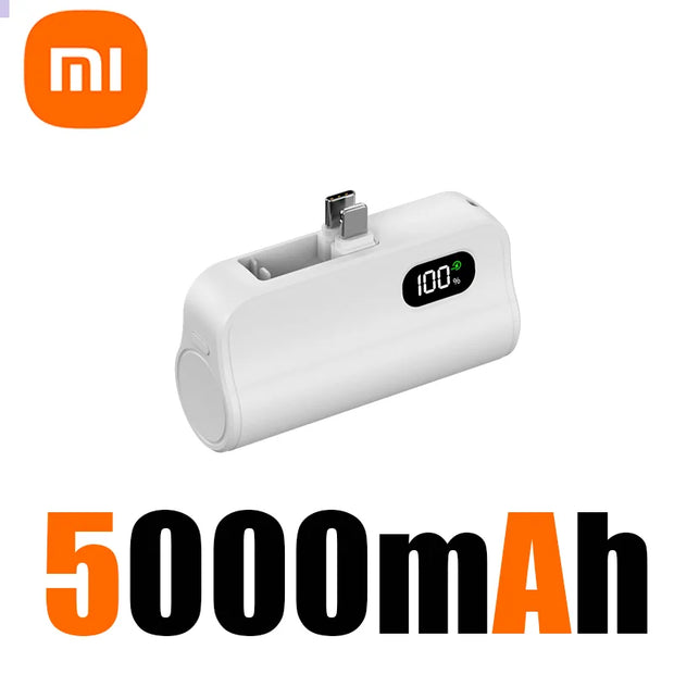 Xiaomi Mini 5000mAh Power Bank Built Cable Portable Mobile Phone Charger External Battery Capsule Powerbank For Type-C iPhone