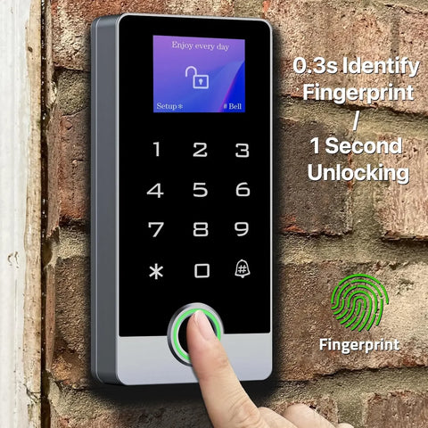 Waterproof Tuya App Control Fingerprint Reader With LED Screen Stand-Alone Door Keypad Full Metal WiFi Access Control System