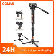 COMAN DK327AQ6 Professional Video Camera Monopod Q6 Head With Tripod Stand For DSLR Camera Canon Nikon Sony Video Camcorder