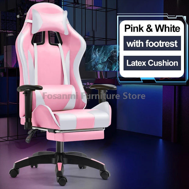 Lift and Swivel Gaming Chair with armrests Home Office Computer High-quality Leather Gamer Chairs Internet Anchor Racing Chair