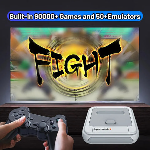 KINHANK Game Box Super Console X Retro Video Game Console Support 90000 Games 50 Emulators for PS1/PSP/MAME/DC with Controllers