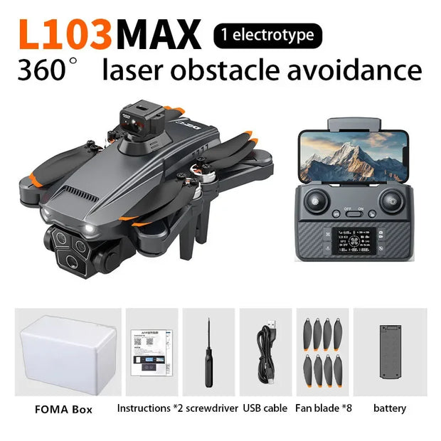 New L103 MAX Drone GPS Brushless Motor 8K HD Profesional FPV Quadcopter Smart 360° Obstacle Avoidance RC Drone