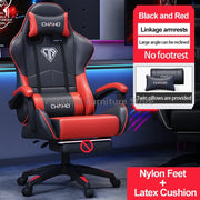 Leather Recliner Gaming Chair with Headrest and Waistrest Ergonomic Office Computer Armchair Adjustable Swivel Gamer Desk Chairs