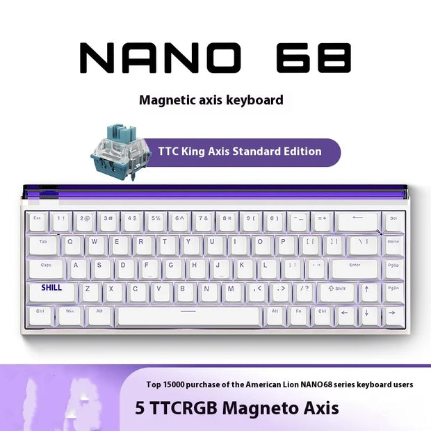 MADLIONS NANO68 Magnetic Switch Keyboard TTC King Switch Adjustable 0 Dead Zone RT0.01 Gaming Wired Mechanical Gaming Keyboard