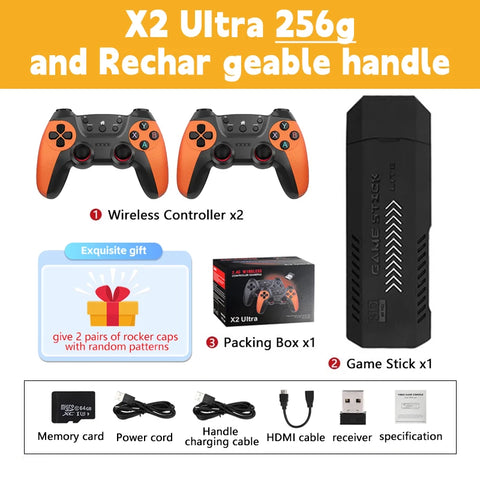 New X2 Ultra Video Game Stick Console Or ONLY 2.4G Double Wireless Controller 4K HD30000 Games 128G Retro Games Christmas Gift