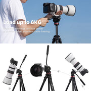 Ulanzi OMBRA 1.6M Video Travel Tripod 360° Panorama Fluid Drag Pan Tripod Max Load 6KG Arca Swiss Plate for DSLR Camera