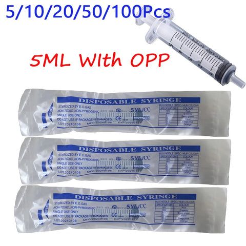 5/10/20/50/100Pcs No needle 5ml Plastic Reusable With OPP Health Measuring Cat Pet Feeding Nutrient Syringe Tools 5ML Syringe