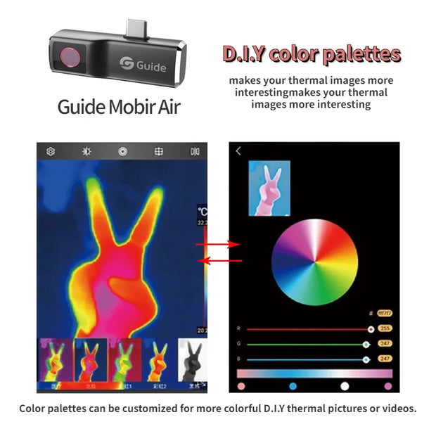 Guide Mobir Air Thermal Imaging Night Camera for Android Phone Type C IOS Infrared Imager Pipeline Repair Industrial Inspection