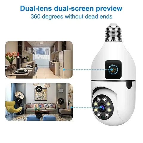 8MP E27 Bulb WIFI Camera 8X Zoom Dual Lens Indoor Surveillance Human Tracking Wireless Two-way Audio Cameras Color Night Vision