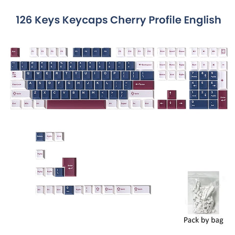 126 Keys Double Shot PBT Cherry Keycaps Mechanical Game Keyboard Wireless for MX Switch Keycap GMK67 GMK87 GMK61 Keyboard Keycap