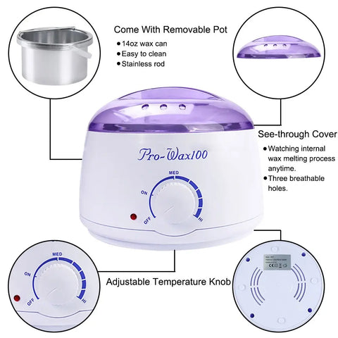 Wax Heater Rapid Heating Adjustable Temperature Easy To Clean Use On The Whole Body Wax Melting Furnace Epilator