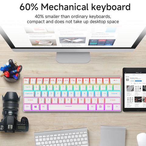 CASEPOKE Mechanical Keyboard 61 Keys Blue Switch Red Switch Brown Switch Hot Swap Keyboard Office Accessories Gaming Keyboard